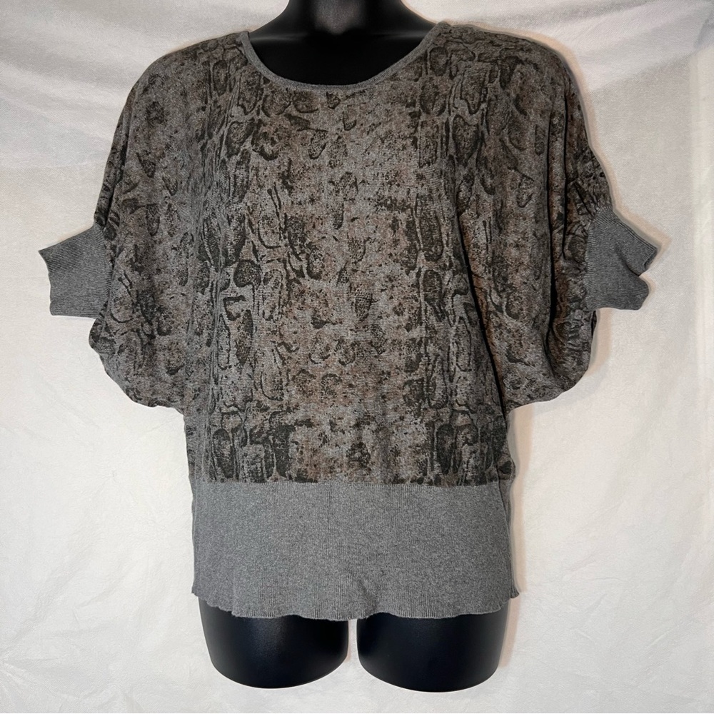 Worthington gray multi-color short sleeve sweater, XL